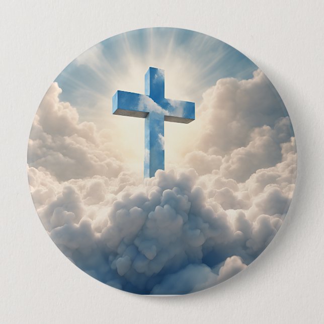 Salvation, Cross in the Clouds, 10 Cm Round Badge (Front)