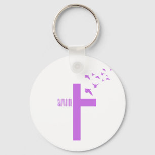 Salvation Cross with Doves Key Ring