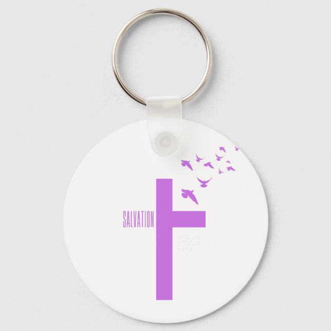 Salvation Cross with Doves  Key Ring (Front)