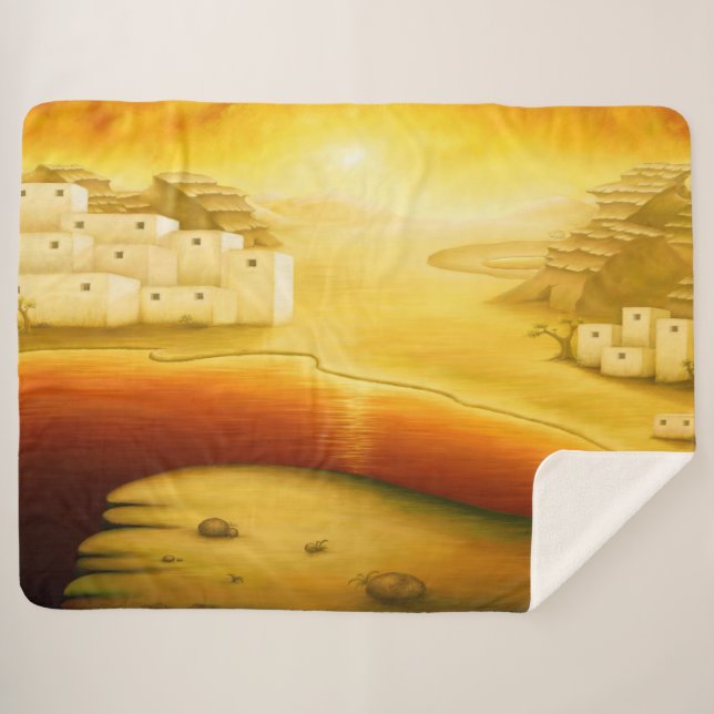 "Salvation" - Middle East, Orient Sunset Painting Sherpa Blanket (Front (Horizontal))