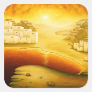"Salvation" - Middle East, Orient Sunset Painting Square Sticker