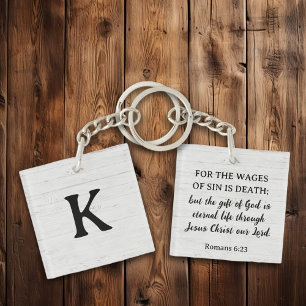 Salvation Romans Scripture Christian Monogram Key Ring