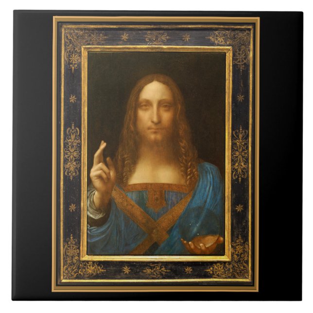 Salvator Mundi by Leonardo da Vinci circa 1500 Tile (Front)