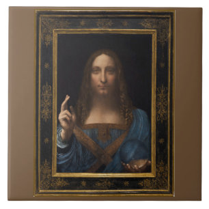 Salvator Mundi by Leonardo da Vinci circa 1500 Tile