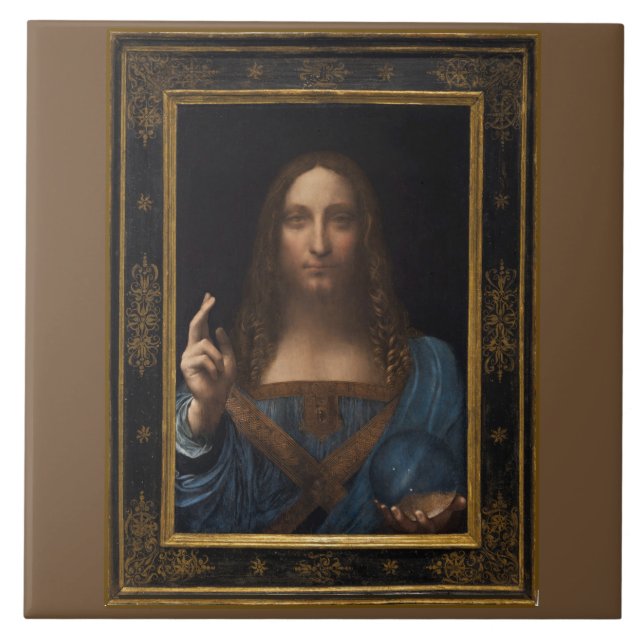 Salvator Mundi by Leonardo da Vinci circa 1500 Tile (Front)