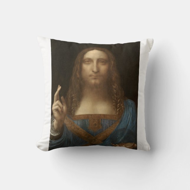 Salvator Mundi by Leonardo da Vinci Cushion (Front)