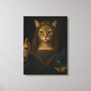 Salvator Mundi Cat Renaissance Parody Art Canvas Print