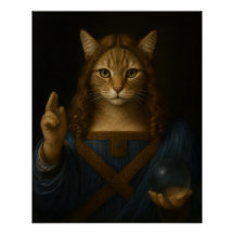Salvator Mundi Cat Renaissance Parody Art