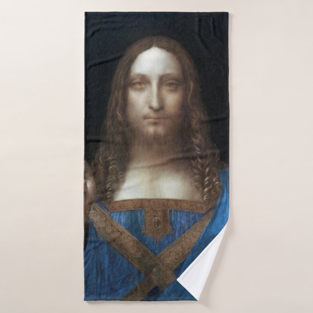 Salvator Mundi, Jesus Christ, Leonardo da Vinci Bath Towel (Bath Towel)