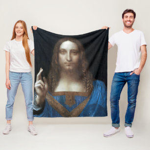 Salvator Mundi, Jesus Christ, Leonardo da Vinci Fleece Blanket