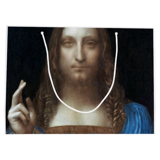 Salvator Mundi, Jesus Christ, Leonardo da Vinci Large Gift Bag (Back)