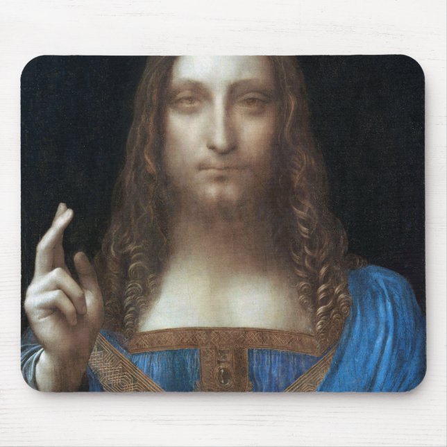 Salvator Mundi, Jesus Christ, Leonardo da Vinci Mouse Mat (Front)