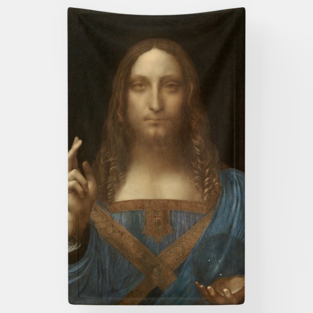 Salvator Mundi (Saviour of the World) (da Vinci) Banner (Vertical)