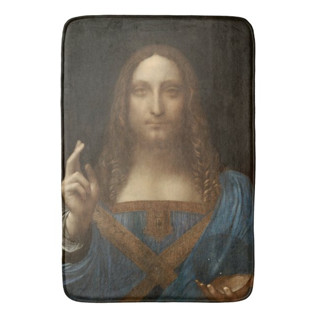Salvator Mundi (Saviour of the World) (da Vinci) Bath Mat (Front Vertical)