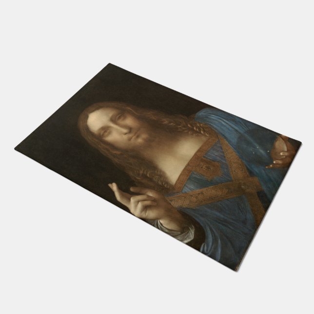 Salvator Mundi (Saviour of the World) (da Vinci) Doormat (Angled)