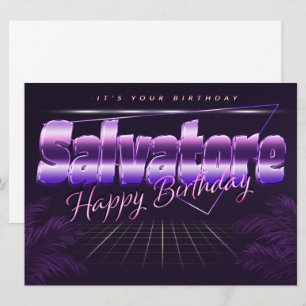 Salvatore Name Vorname lila retro Karte Geburtstag Card