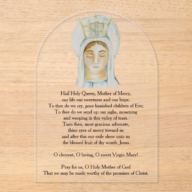 Salve Regina Acrylic Prayer Card Acrylic Invitations (Front)
