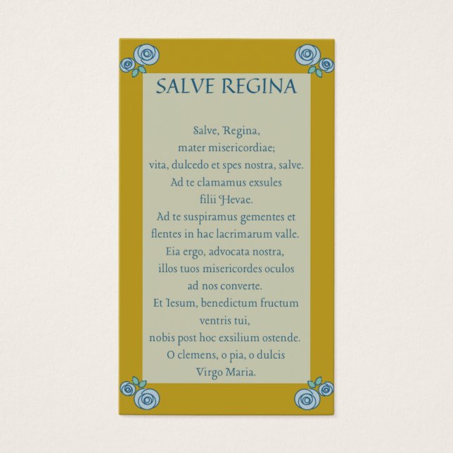 Salve Regina Latin Prayer Card (Front)