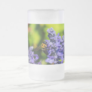 Salvia With Bumblebee Frosted Glass Beer Mug