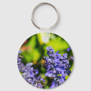 Salvia With Bumblebee Key Ring