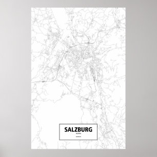 Salzburg, Austria (black on white) Poster