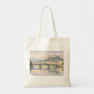 Salzburg Austria Castle Bridge River Sketch Tote Bag