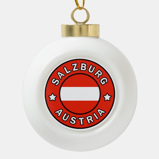 Salzburg Austria Ceramic Ball Christmas Ornament (Front)