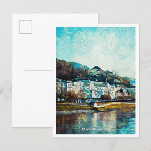 Salzburg Austria Oil Paint City Landscape Postcard
