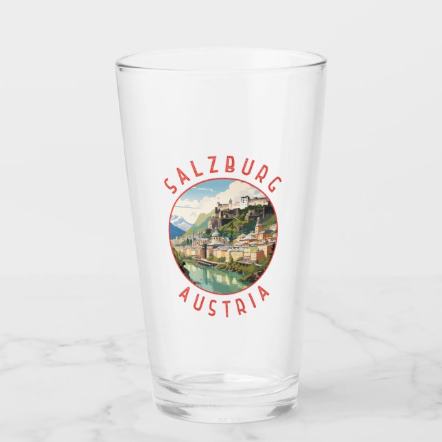 Salzburg Austria Retro Distressed Circle Glass (Front)
