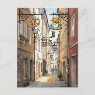 Salzburg Austria Street Painting Postcard