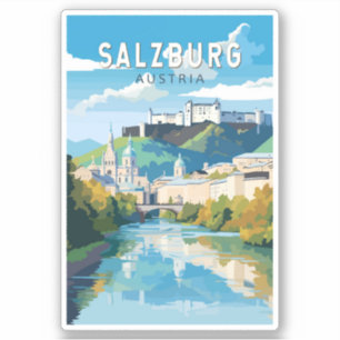 Salzburg Austria Travel Art Vintage