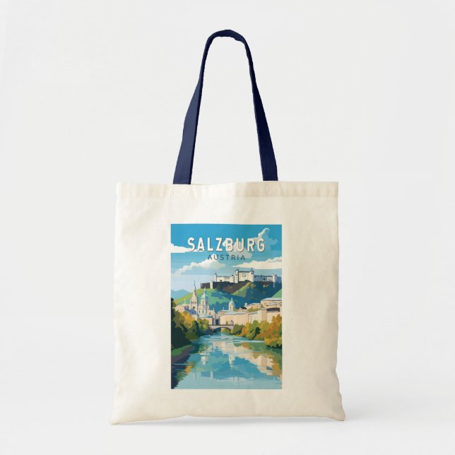 Salzburg Austria Travel Art Vintage Tote Bag (Front)