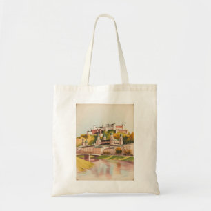 Salzburg Austria Travel Castle Watercolor Tote Bag