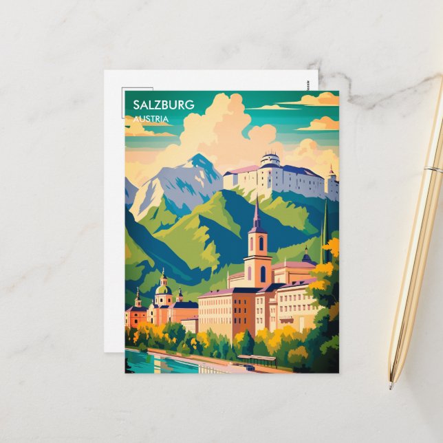 Salzburg Austria Travel Holiday Postcard (Front/Back In Situ)