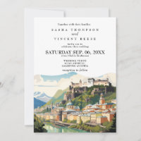 Salzburg Austria Wedding Invitation Retro