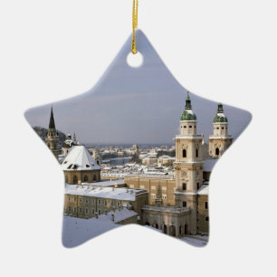 Salzburg Cathedral Austria Holiday Card Poster Pho Ceramic Tree Decoration