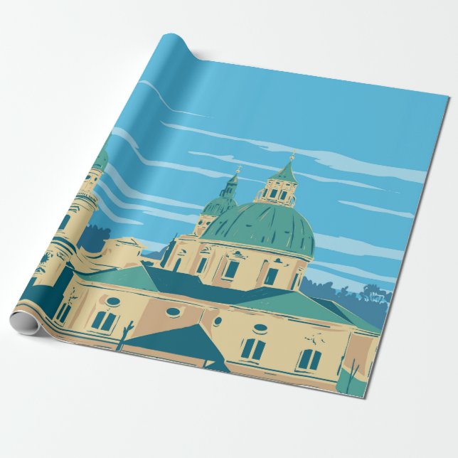 Salzburg Cathedral Wrapping Paper (Unrolled)