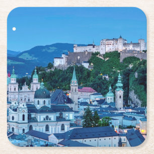 Salzburg city, Austria Square Paper Coaster