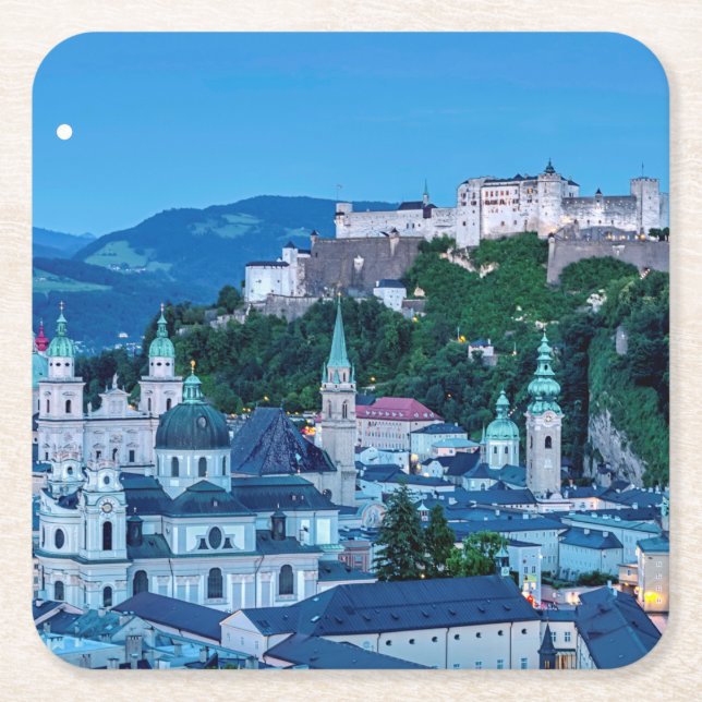 Salzburg city, Austria Square Paper Coaster (Front)