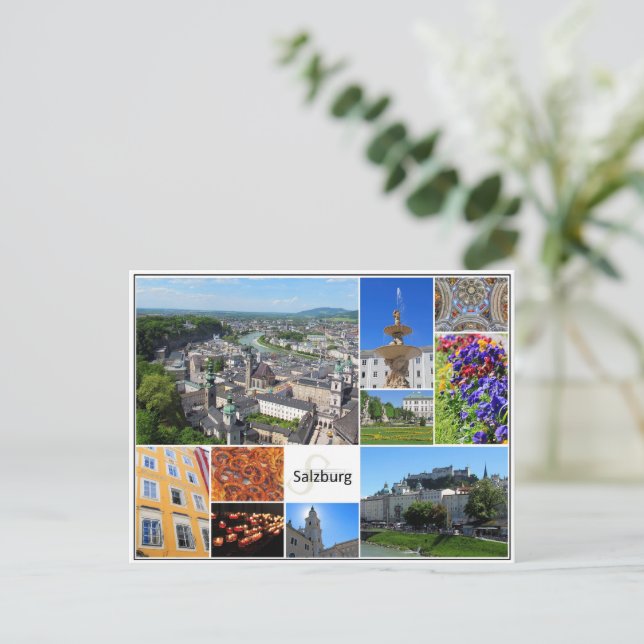 Salzburg World Traveller Sightseeing Collage Postcard (Standing Front)