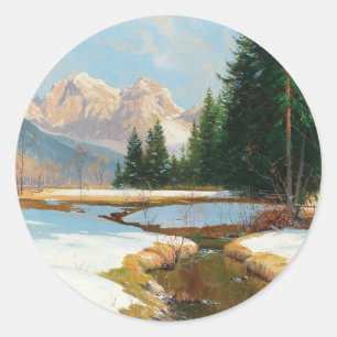 Salzburger Alps-View, Winter Classic Round Sticker