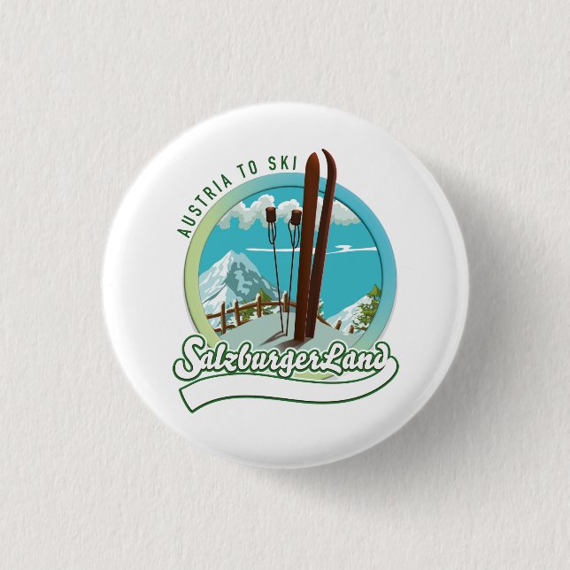 Salzburgerland Austrian Ski 3 Cm Round Badge (Front)