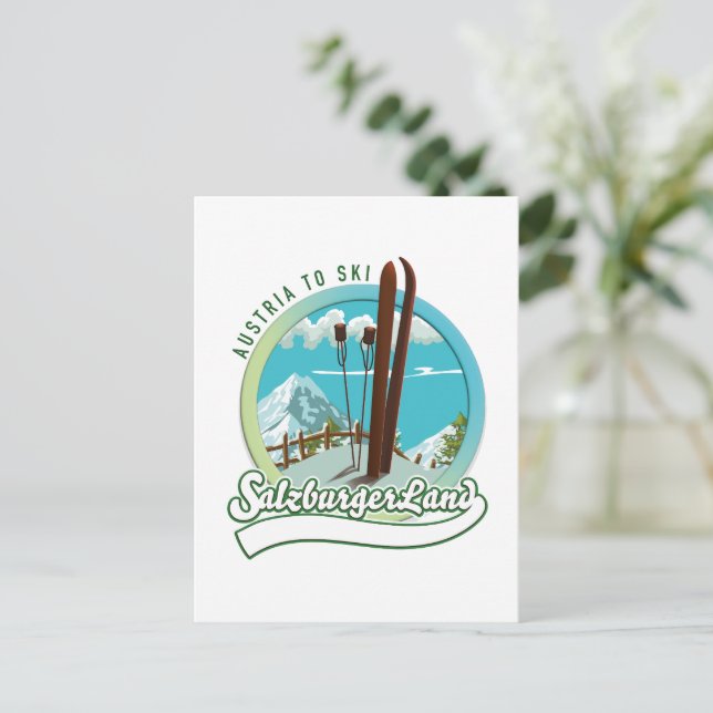 Salzburgerland Austrian Ski Postcard (Standing Front)