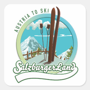 Salzburgerland Austrian Ski Square Sticker