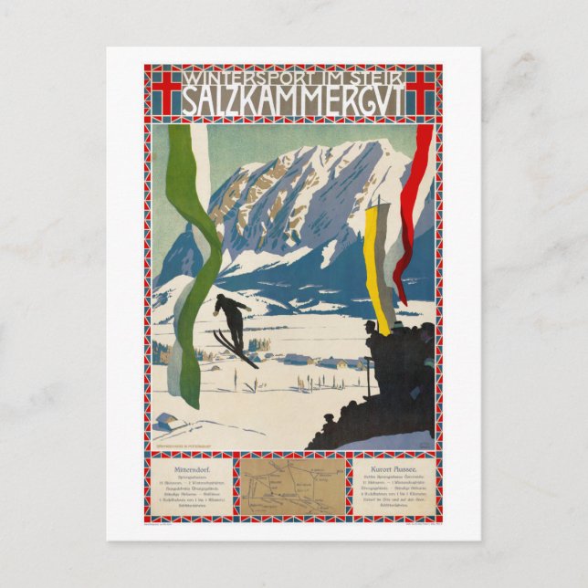Salzkammergut Austria Vintage Poster Restored Postcard (Front)