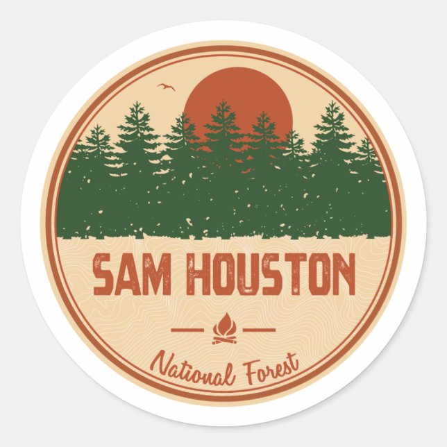 Sam Houston National Forest Classic Round Sticker (Front)