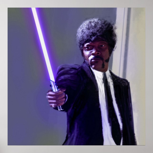 Sam L Jackson with a lightsaber Poster (Front)