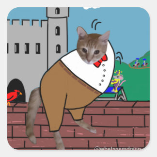 Sam Le Cat Humpty Dumpty Square Sticker