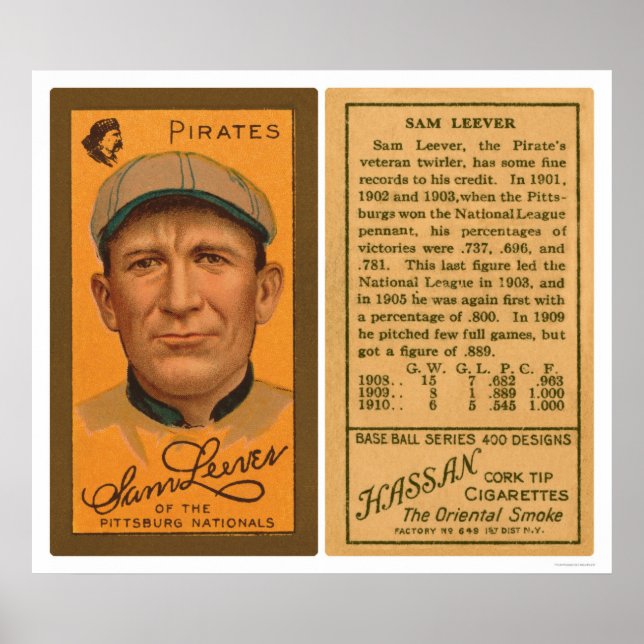 Sam Leever Pirates Baseball 1911 Poster (Front)