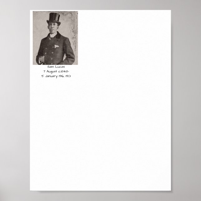 Sam Lucas, 1901 Poster (Front)